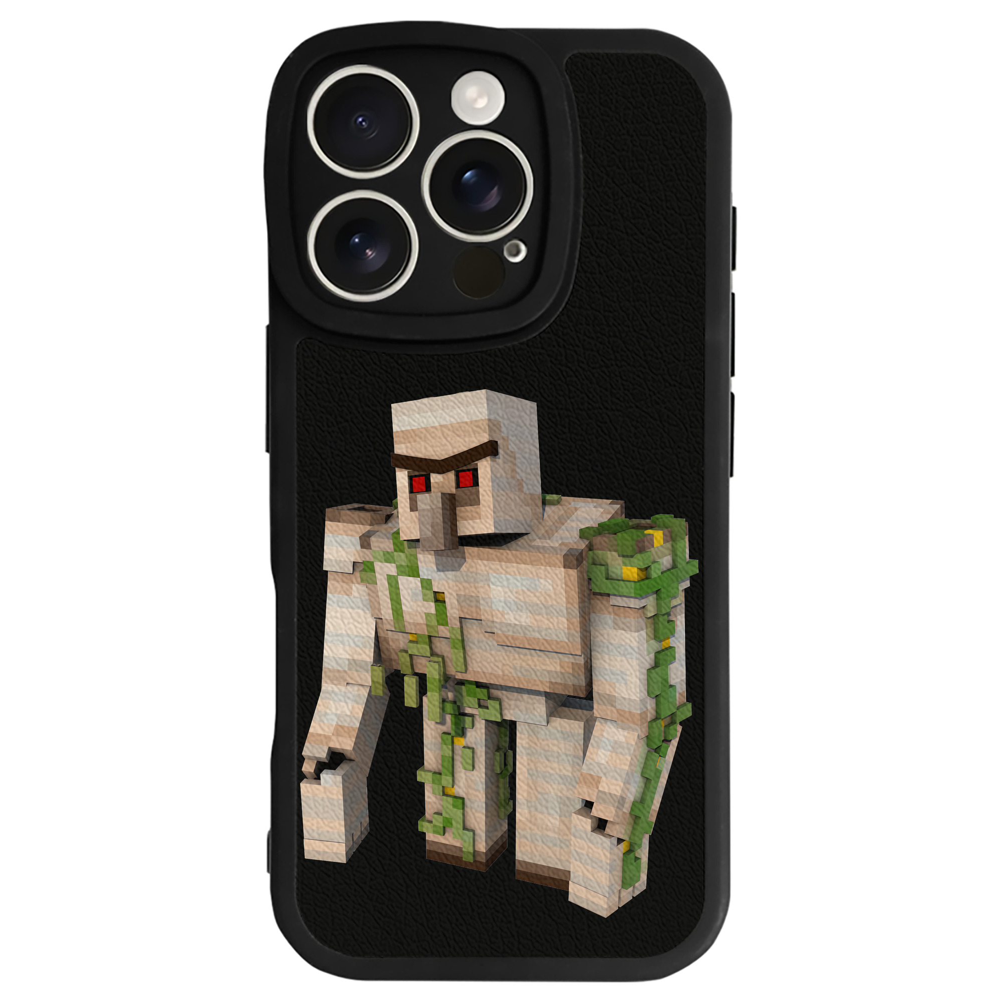 （画像用） マインクラフト ブロックの世界 Minecraft MC Block world 【iPhone 16シリーズ対応】シリコンスマホケース（レザー調） 材質：シリコン